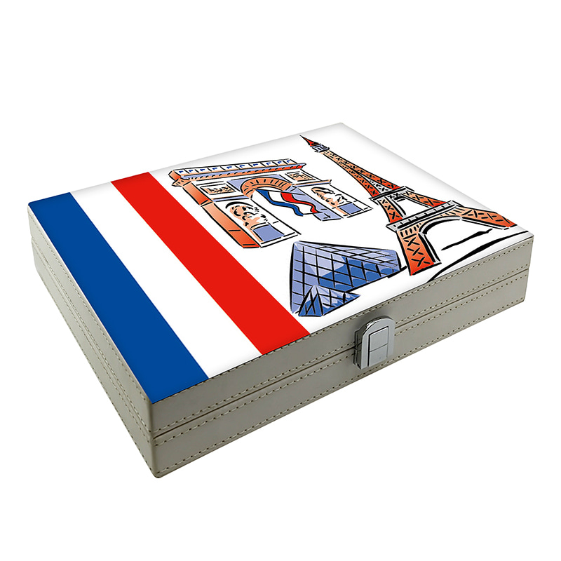 Chess and Checkers Set with Premium Leather Folding Box_Paris