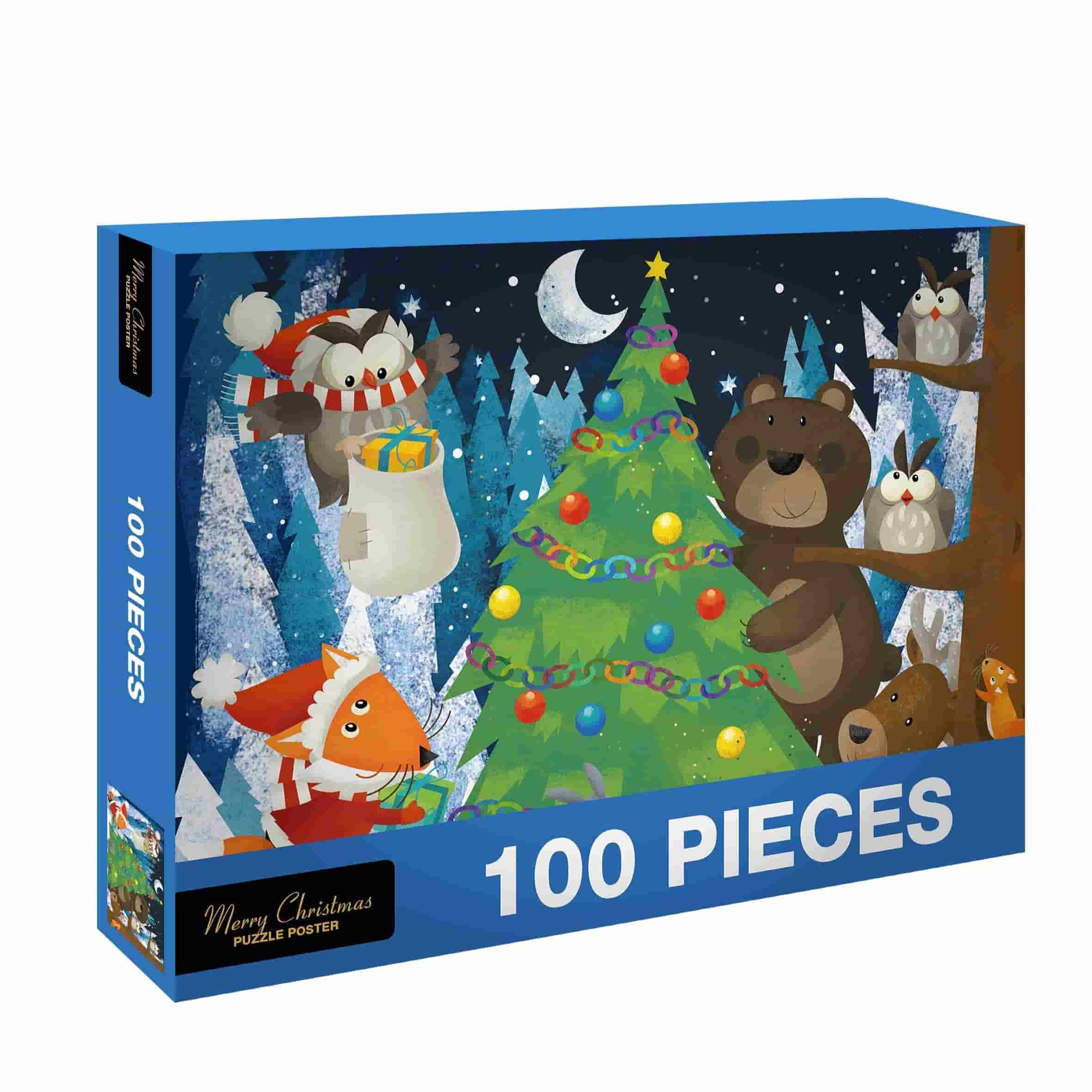 聖誕樹與熊 - 100片拼圖