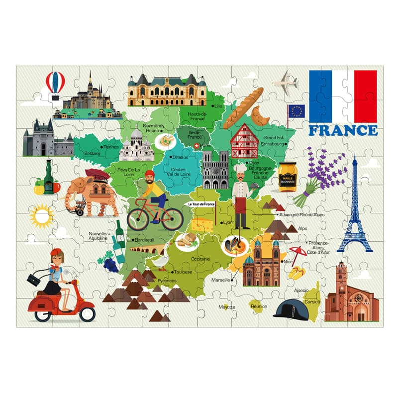 100片地圖拼圖 - 法國