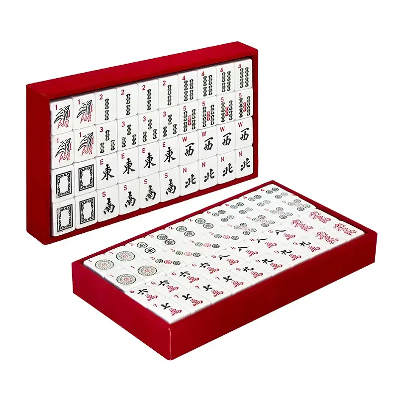 Juego de Mahjong en caja de regalo de cuero de 3 capas con cajones
