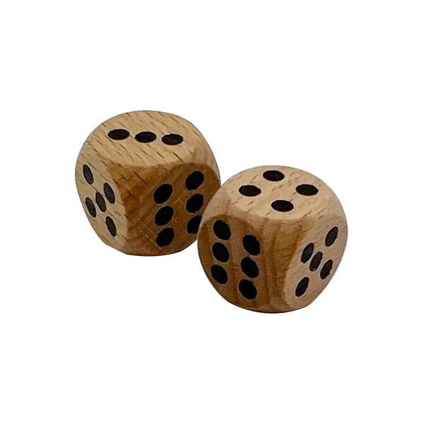 Dados de madera natural con esquinas redondeadas