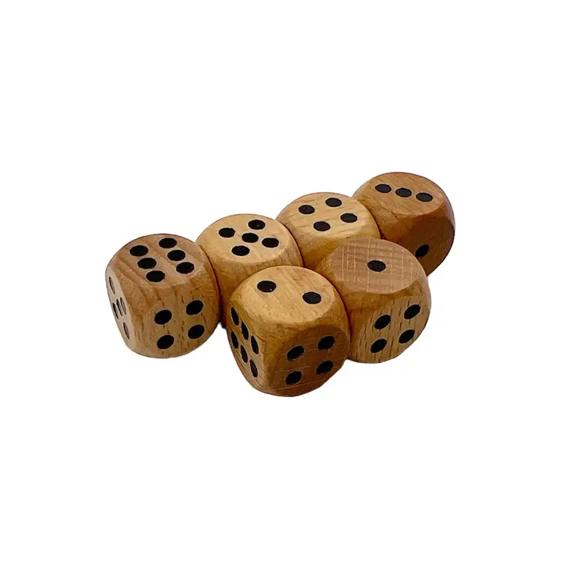Dados de madera natural con esquinas redondeadas