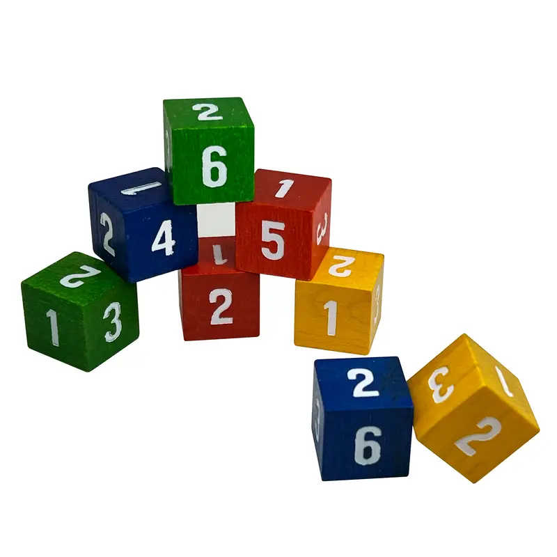 Square Corner Color Wooden Number Dice