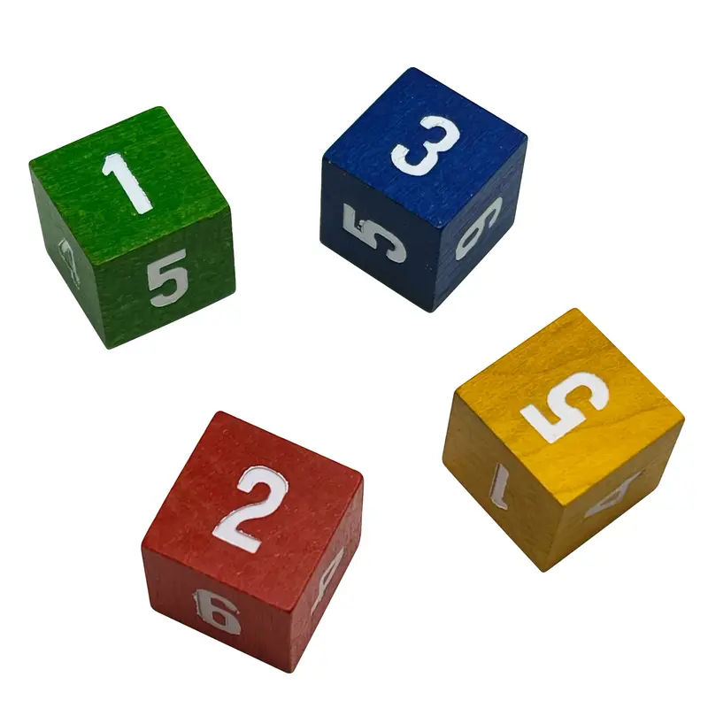 Square Corner Color Wooden Number Dice