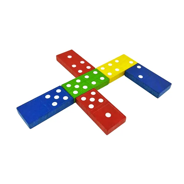 Jeu de dominos double 6 en bois coloré