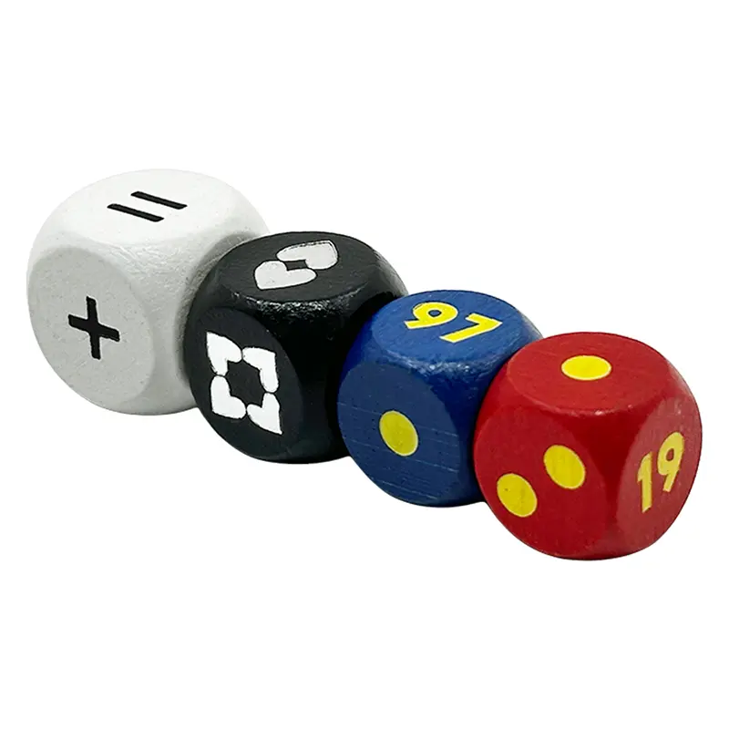 Dados de madeira coloridos com cantos arredondados personalizados