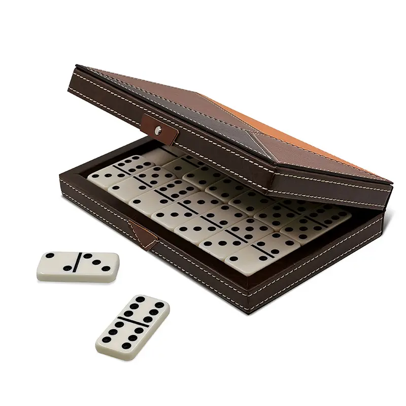 Double Six Domino Set in Splicing Leatherette Box