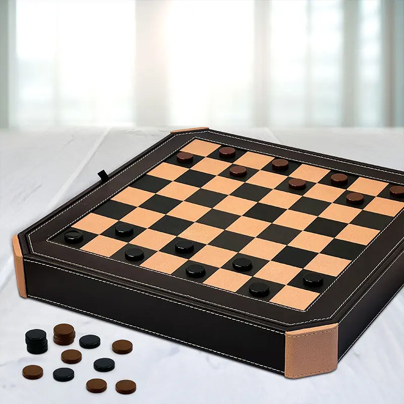 三合一皮革棋盤遊戲套裝